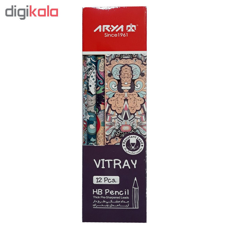 مداد مشکی آریا مدل VITRAY کد A6 بسته 12 عددی SCZ