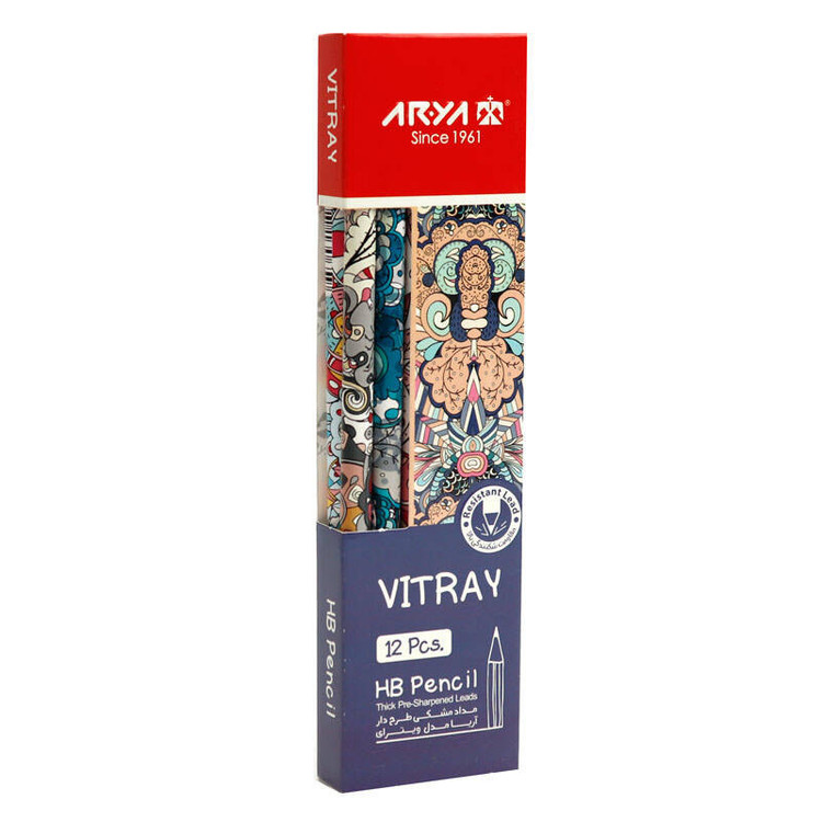 مداد مشکی آریا مدل VITRAY کد A6 بسته 12 عددی SCZ