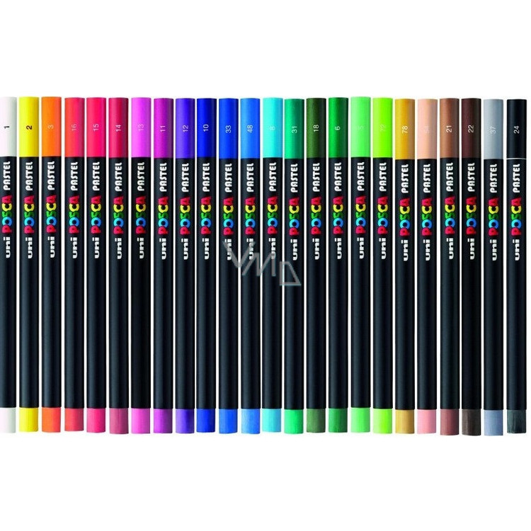 مداد شمعی 24 رنگ یونی بال مدل posca pastel