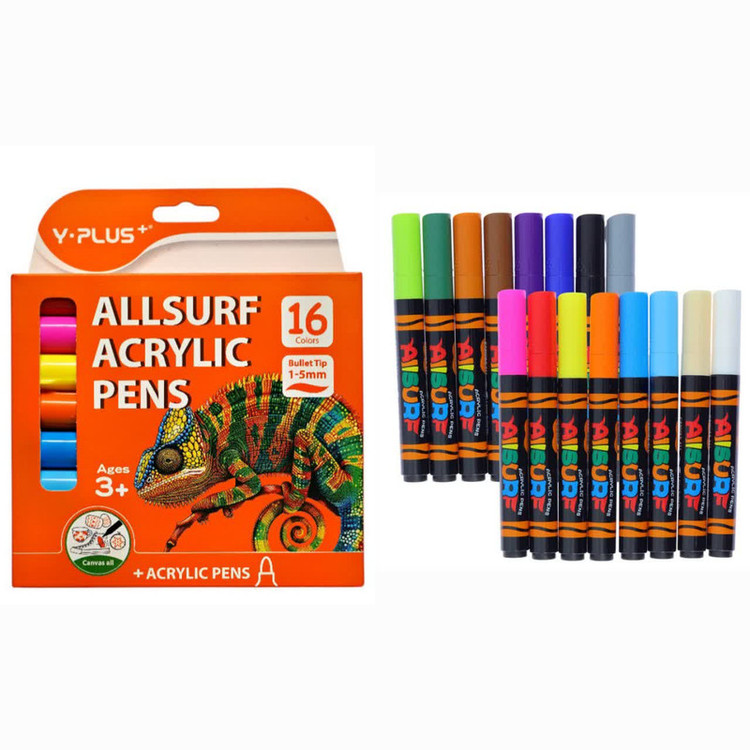ماژیک رنگ آمیزی وای پلاس مدل ACRYLIC بسته 16 عددی