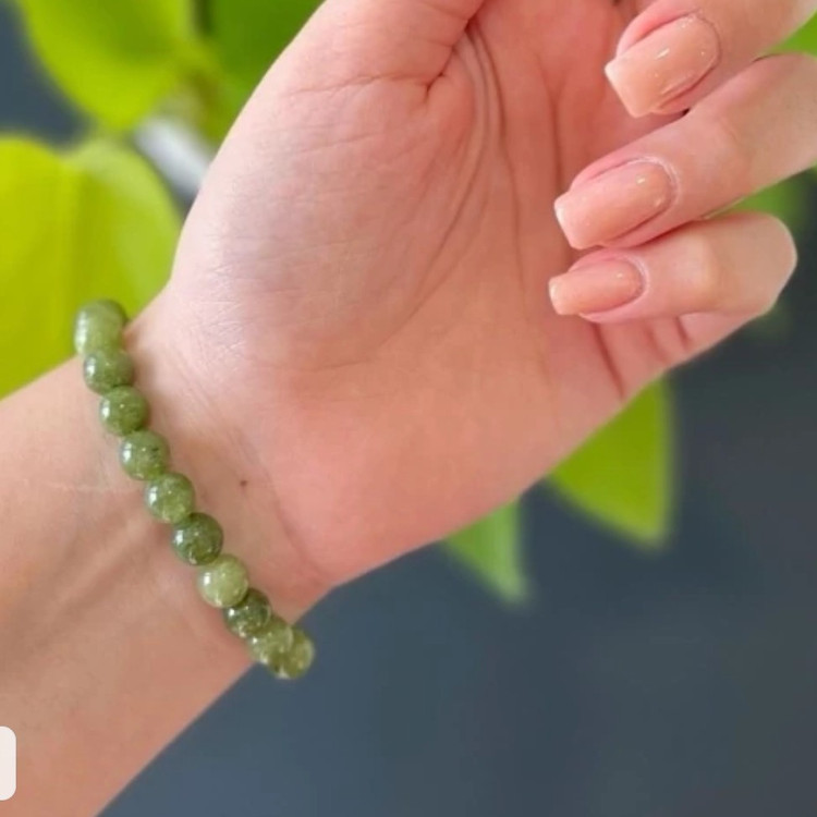 دستبند یشم اصل معدنی مهره سایز8