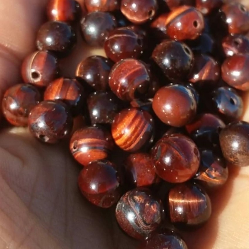 مهره چشم شاهین سنگ معدنی ساخت زیورآلات سایز8