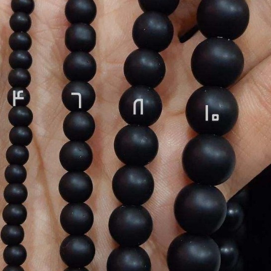مهره سنگ اونیکس مات سنگ اونیکیس مشکی سایز 6 و 8