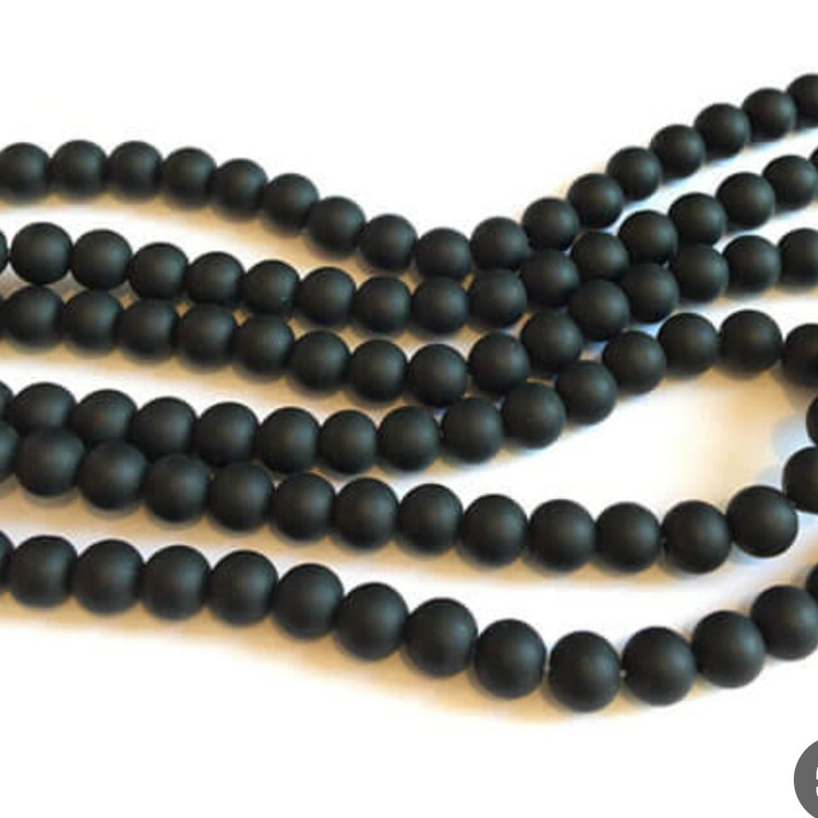 مهره سنگ اونیکس مات سنگ اونیکیس مشکی سایز 6 و 8