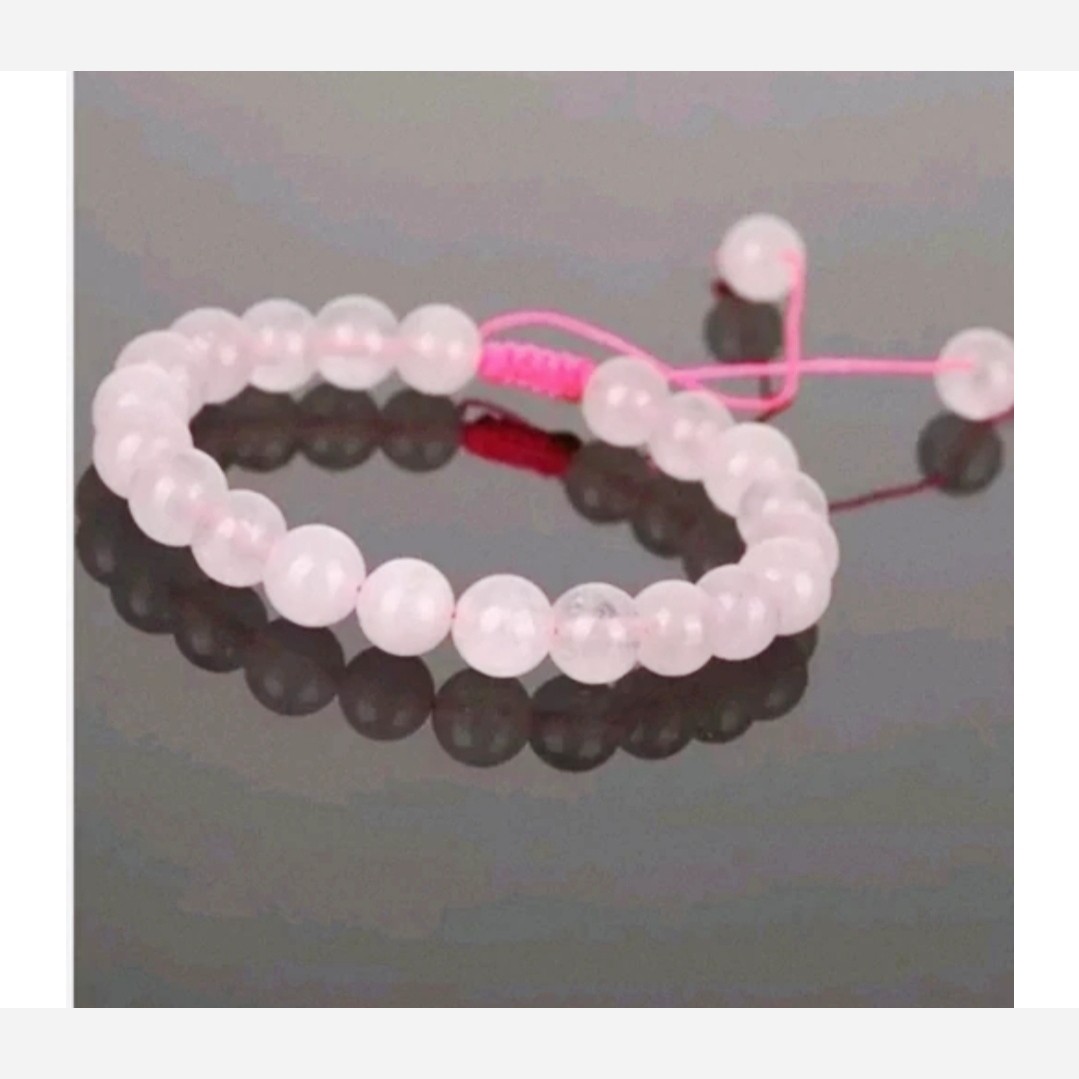 دستبند رزکوارتز اصل سنگ رز کوارتز معدنی