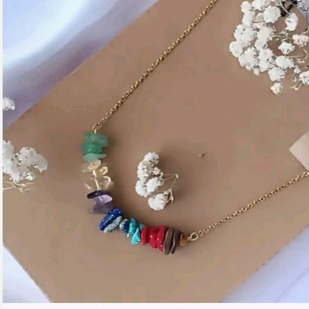 گردنبند زنانه هفت سنگ اصل سنگ لاجورد آمیتیست رز کوارتز و ...
